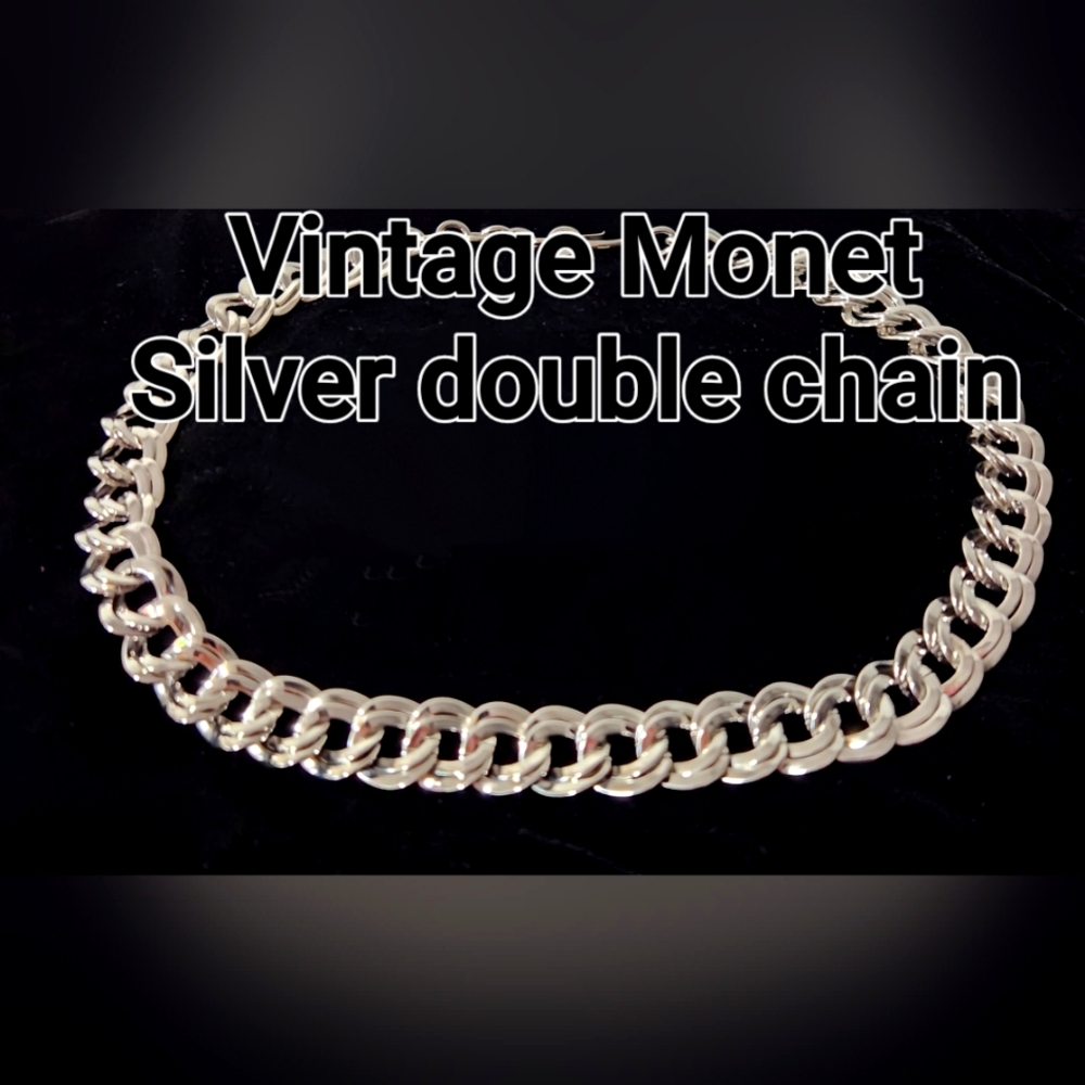 Vintage MONET double silver chain